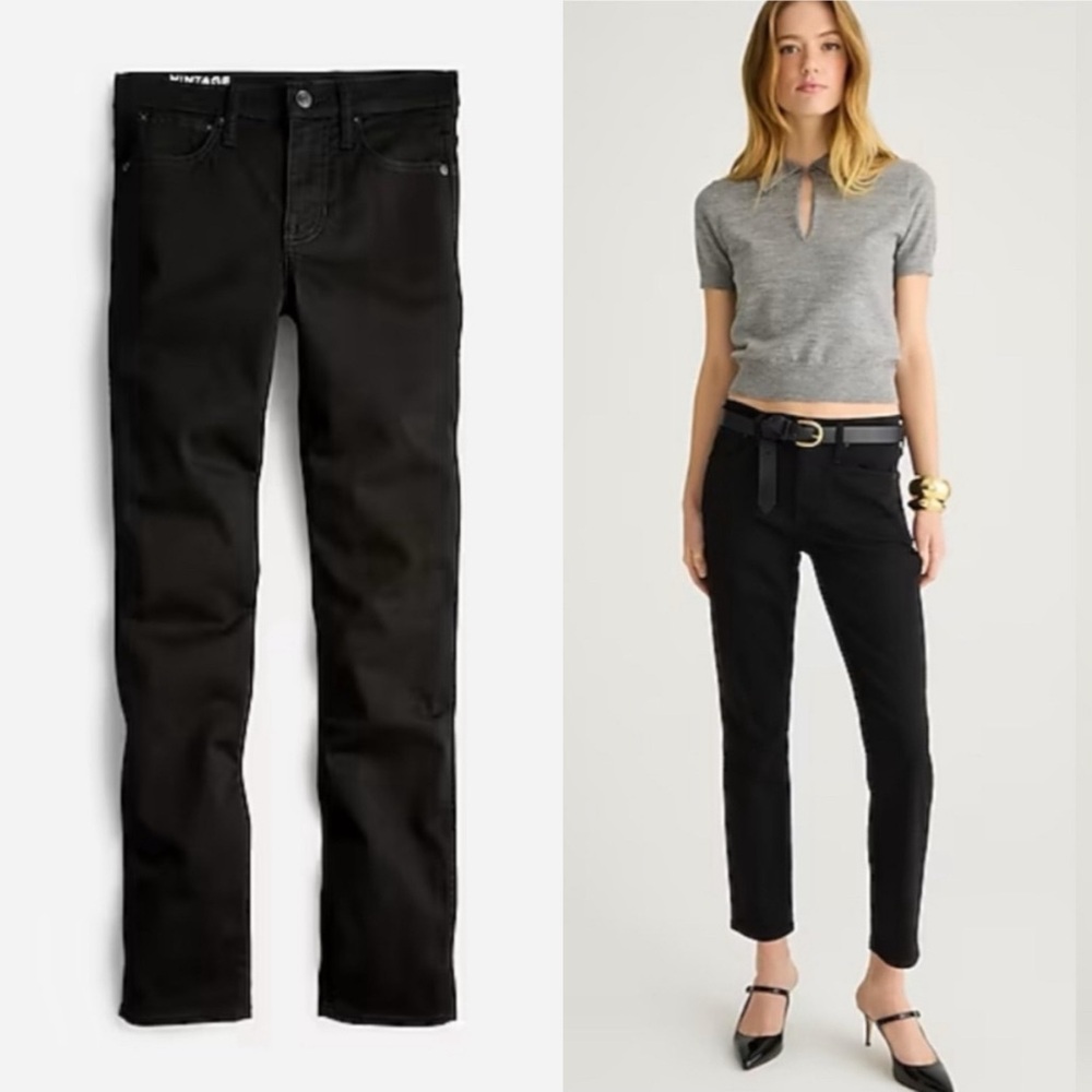 J. CREW Denim 9” Vintage Straight Jeans Black Size 29 Tall
